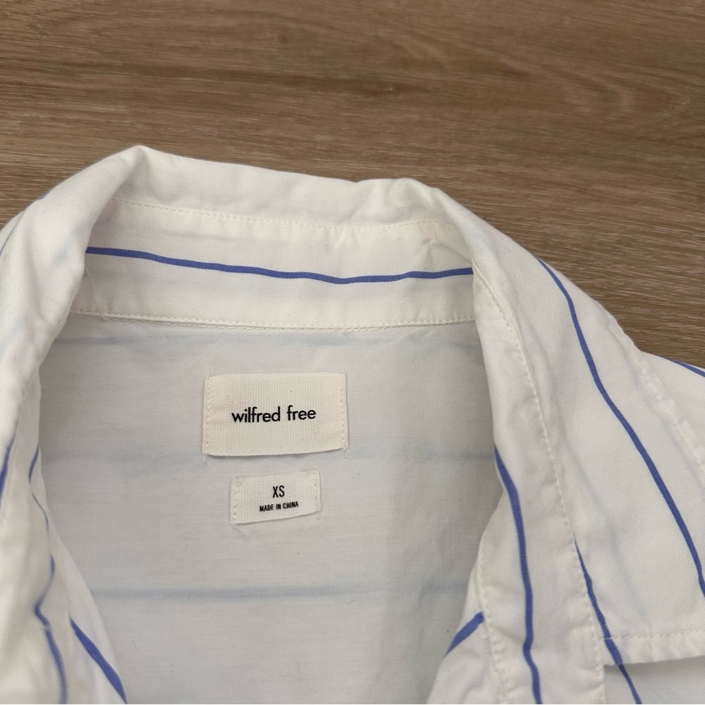Aritzia Wilfred Free White Striped Button Down shirt - Picture 6 of 7